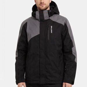 Baleaf Men's Black and Gray Ski Jacket Size S